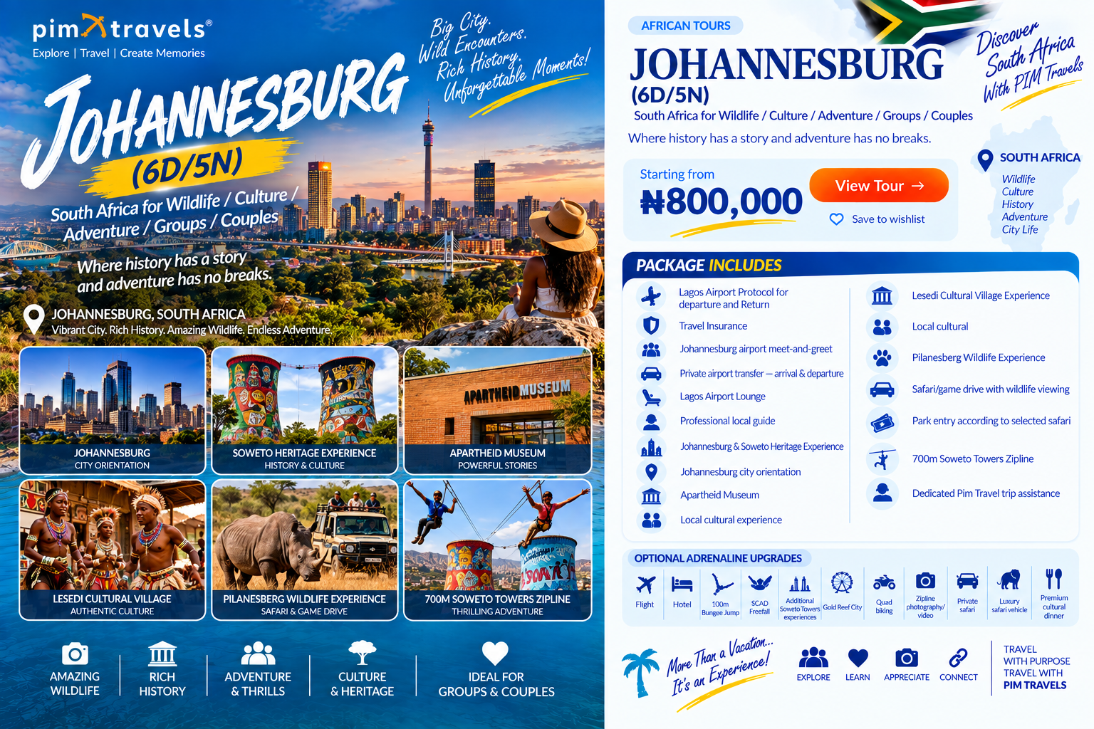 JOHANNESBURG  — South Africa for Wildlife / Culture / Adventure / Groups / Couples